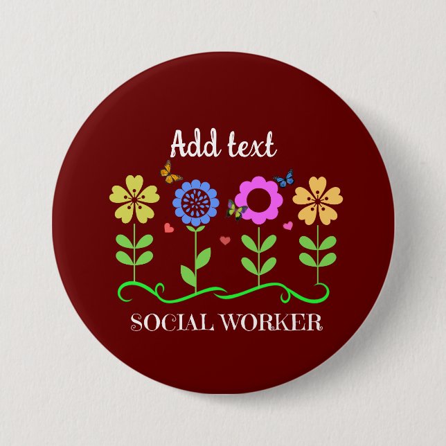 Sozialarbeiter, grafische Blume, TEMPLATE, Button (Vorderseite)