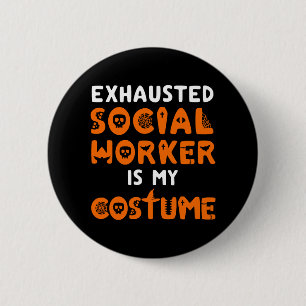 Sozialarbeiter Halloween Shirt Funny Social Work Button