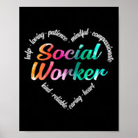 Sozialarbeiter Herz Word Cloud Watercolor Regenbog