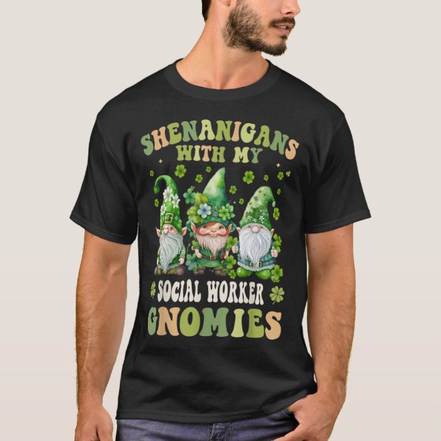 Sozialarbeiter in der Schule Gnomes St Patricks Da T-Shirt (Vorderseite)