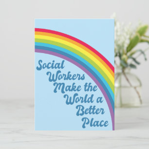 Sozialarbeiter Inspirationszitat Regenbogen Blau Karte