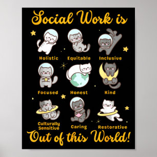 Sozialarbeiter Katze lustiger Spruch Katzen Meme s Poster