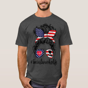 Sozialarbeiter Leben 4. Juli Flag US Patriotic T-Shirt