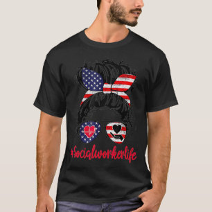 Sozialarbeiter Leben 4. Juli Flag US Patriotic T-Shirt