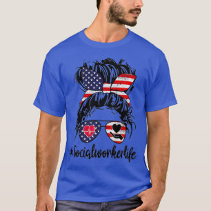 Sozialarbeiter Leben 4. Juli Flag US Patriotic T-Shirt