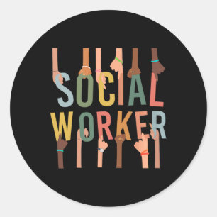 Sozialarbeiter Leben Funny Social Work Monat Black Runder Aufkleber