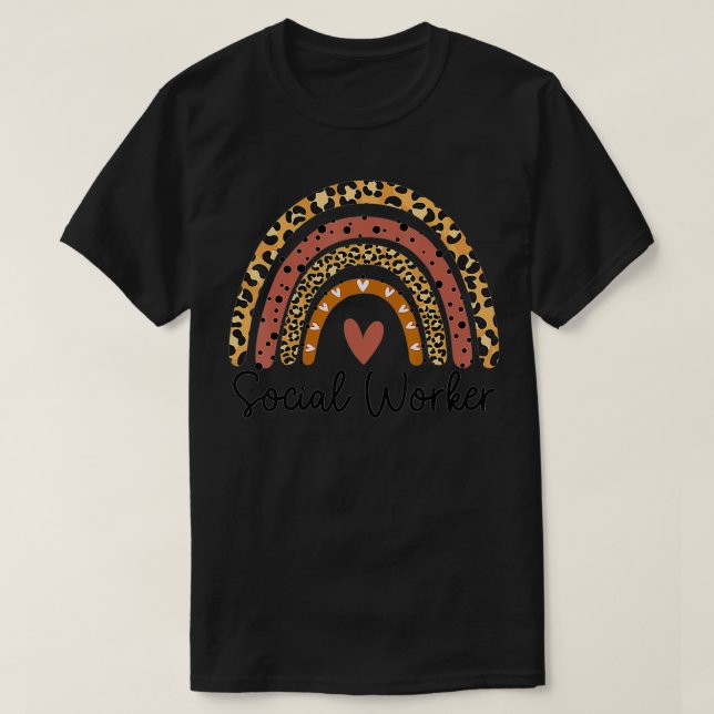 Sozialarbeiter Leopard Rainbow Social Work Gift T-Shirt (Design vorne)