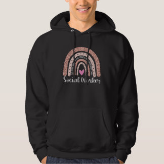 Sozialarbeiter lieben Regenbogen-Leopard Zitat Hoodie