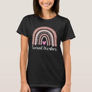 Sozialarbeiter lieben Regenbogenleopard Zitat T-Shirt