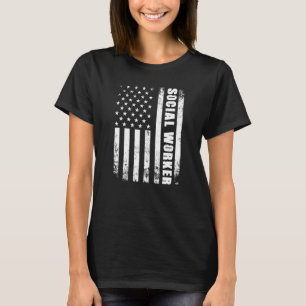Sozialarbeiter mit amerikanischer Flagge USA Patri T-Shirt
