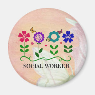 Sozialarbeiter, Pastel Springtime Design, Magnet