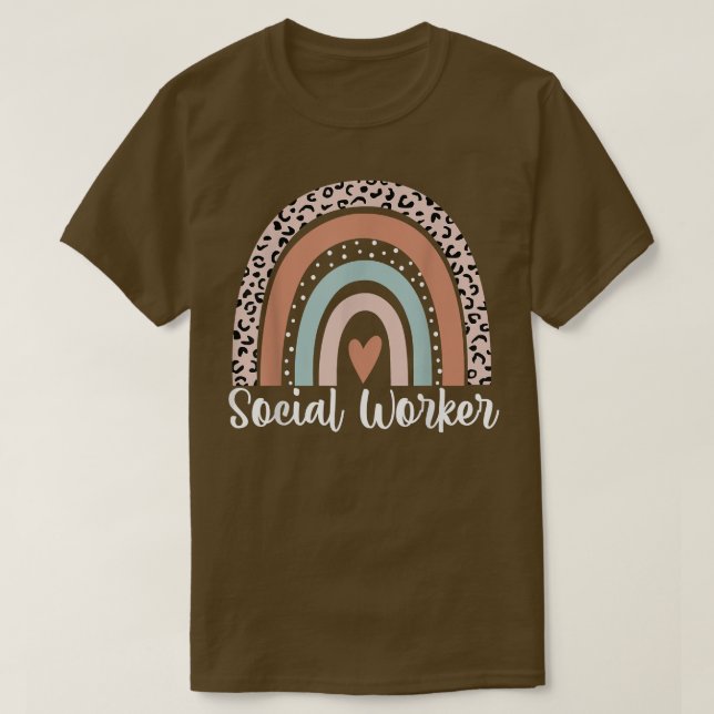 Sozialarbeiter Rainbow Leopard Funny Social Worker T-Shirt (Design vorne)