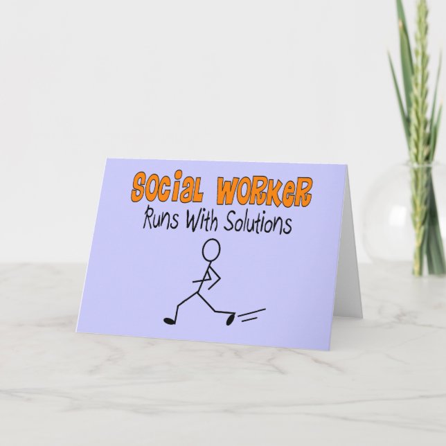 Sozialarbeiter "Runs with Solutions" Funny Gifts Karte (Vorderseite)