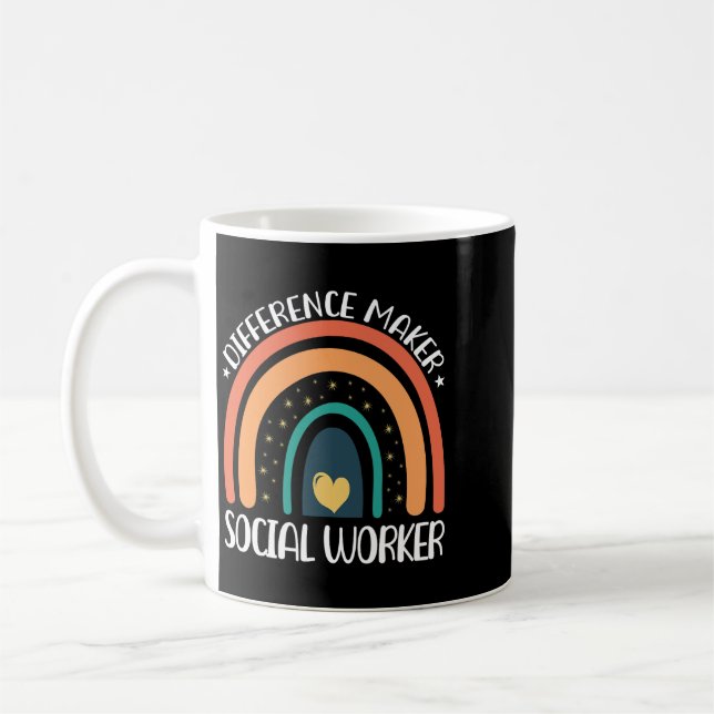 Sozialarbeiter sind Differenzmacher Rainbow Retro Kaffeetasse (Links)