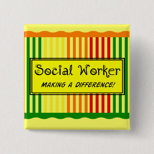 Sozialarbeiter-Zitrusfrucht-Streifen Button