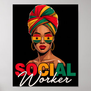 Sozialarbeiterin Afro Frau Black History Month Poster