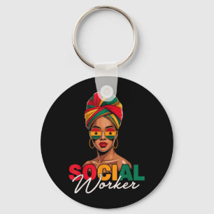 Sozialarbeiterin Afro Frau Black History Month Schlüsselanhänger