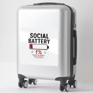 Sozialbatterie Niedrig Benutzerdefinierter Vinyl-A Aufkleber