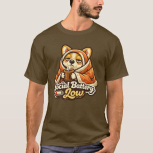 Sozialbatterie Niedrig Corgi T-Shirt Introvert Ges