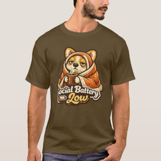 Sozialbatterie Niedrig Corgi T-Shirt Introvert Ges