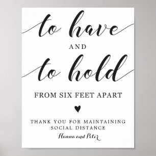 Sozialdistanzzeichen haben und halten poster