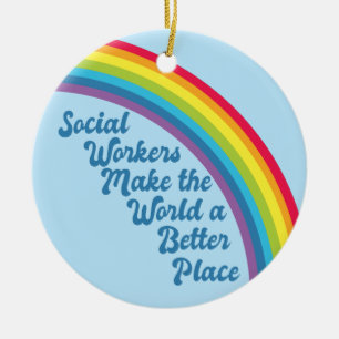 Soziale Arbeit Inspiration Zitat Rainbow Blue Keramik Ornament