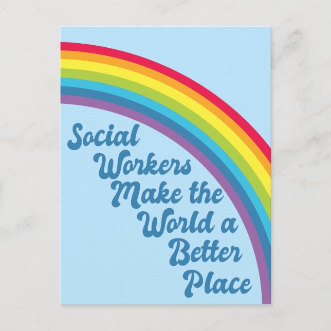 Soziale Arbeit Inspiration Zitat Rainbow Blue Postkarte (Vorderseite)