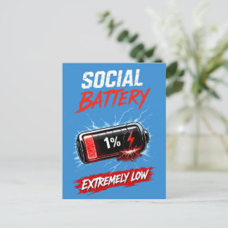 Soziale Batterie Extrem Niedrig – Lustiger Introve Postkarte