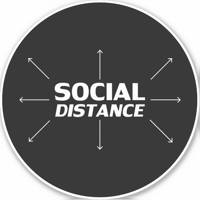 "Soziale Distanz" Covid 19 Grossgeschosse Kreis Aufkleber (Vorderseite)