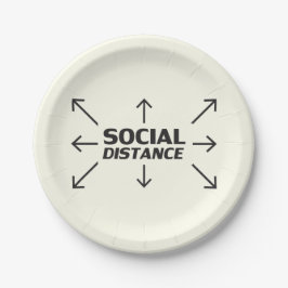 Soziale Distanz moderne Typografie lustige Elfenbe Pappteller