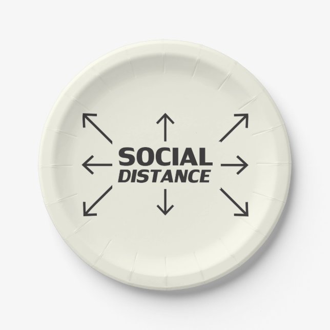Soziale Distanz moderne Typografie lustige Elfenbe Pappteller (Vorderseite)