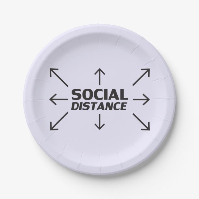 Soziale Distanz moderne Typografie lustiger Lavend Pappteller (Vorderseite)