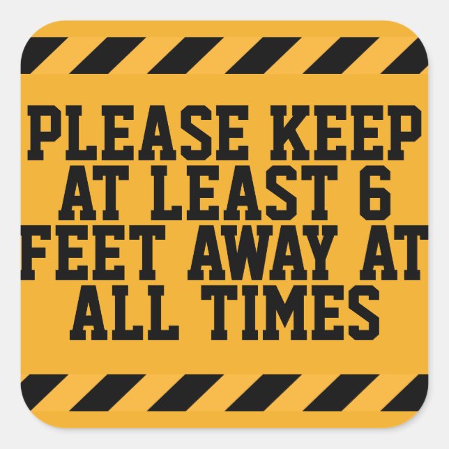 Soziale Distanz von sechs Metern Quadratischer Aufkleber (Vorderseite)