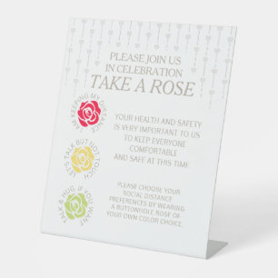 Soziale Distanzierung Hochzeitsunterricht Rose ped Sockelschild