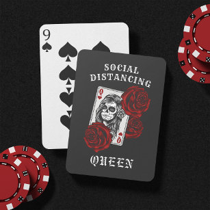 Soziale Distanzierung Königin Skull & Rose Spielkarten