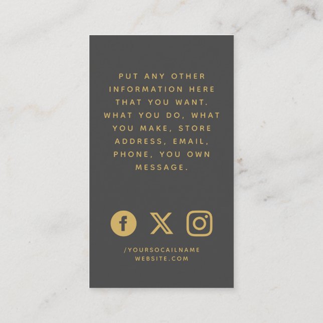 Soziale Logos, grau und gold Kundenauftrag Begleitkarte (Rückseite)