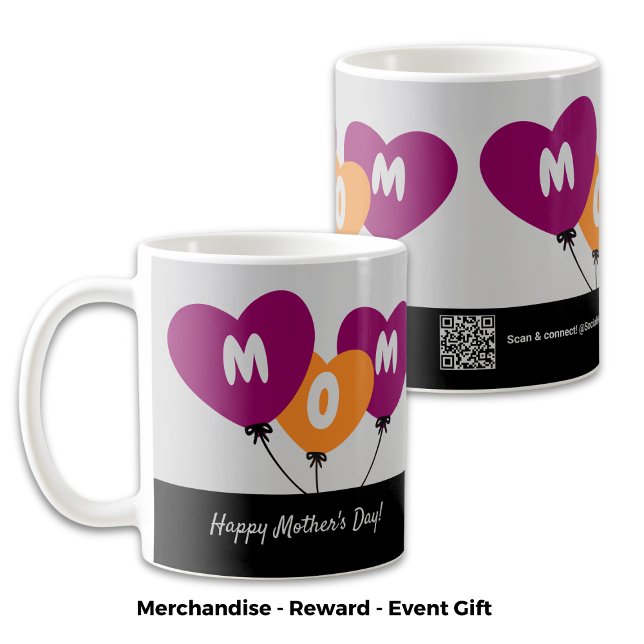 Soziale Mama Herzblasen glücklich Muttertag Kaffeetasse (Social Mom Heart Balloons Happy Mother's Day Coffee Mug)