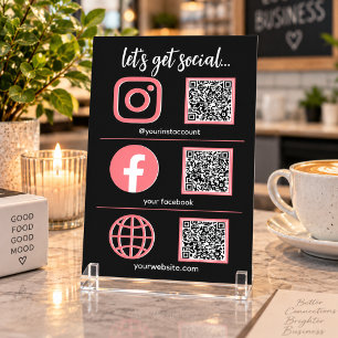Soziale Medien Anzeige QR-Code Geschäft Tischkar Tischnummer