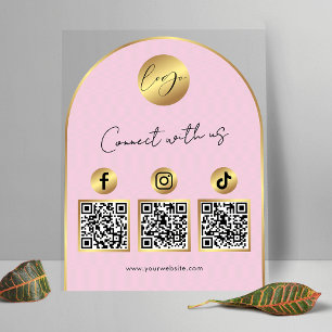 Soziale Medien Pink & Gold Bogen Logo QR-Code Acrylschild