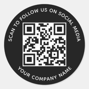 Soziale Medien QR-Code-Aufkleber Schwarz Scannen z Runder Aufkleber