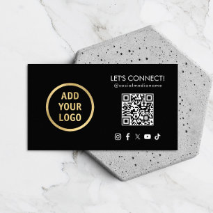 Soziale Medien QR-Code Fügen Sie Ihr Logo Schwarz Visitenkarte