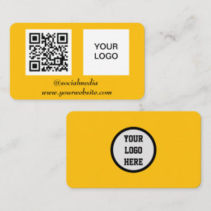 Soziale Medien QR Code Gelb Beruflich Moderne Visitenkarte