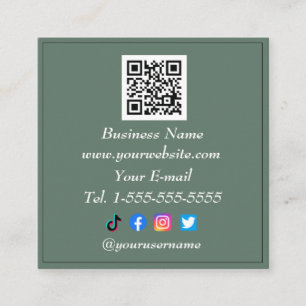 Soziale Medien QR-Code-Logo Influencer Sage-Grün Quadratische Visitenkarte