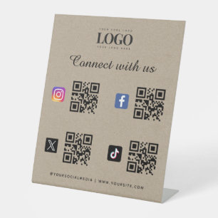 Soziale Medien Qr Code Logo Twitter Facebook Kraft Sockelschild