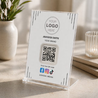 Soziale Medien Visitenkarte | Instagram Facebook Q Sockelschild