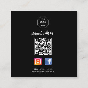 Sozialen Medien   Kontakt   QR Code Black Business Quadratische Visitenkarte