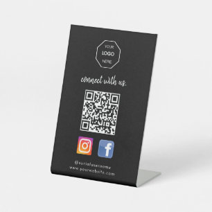 Sozialen Medien Kontakt QR Code Black Business Sockelschild