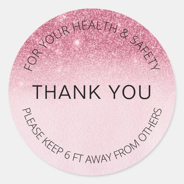 Sozialer Distanzsalon Glam Pink Glitzer Salon 1,50 Runder Aufkleber (Vorderseite)
