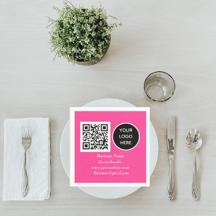 Sozialer Medien-QR-Code Hot Pink Modernes Geschäft Serviette