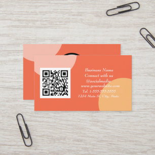 Sozialer Medien-QR-Code scannbar Orange Trendy Visitenkarte